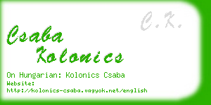 csaba kolonics business card